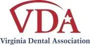 A red and white logo for the virginia dental association.